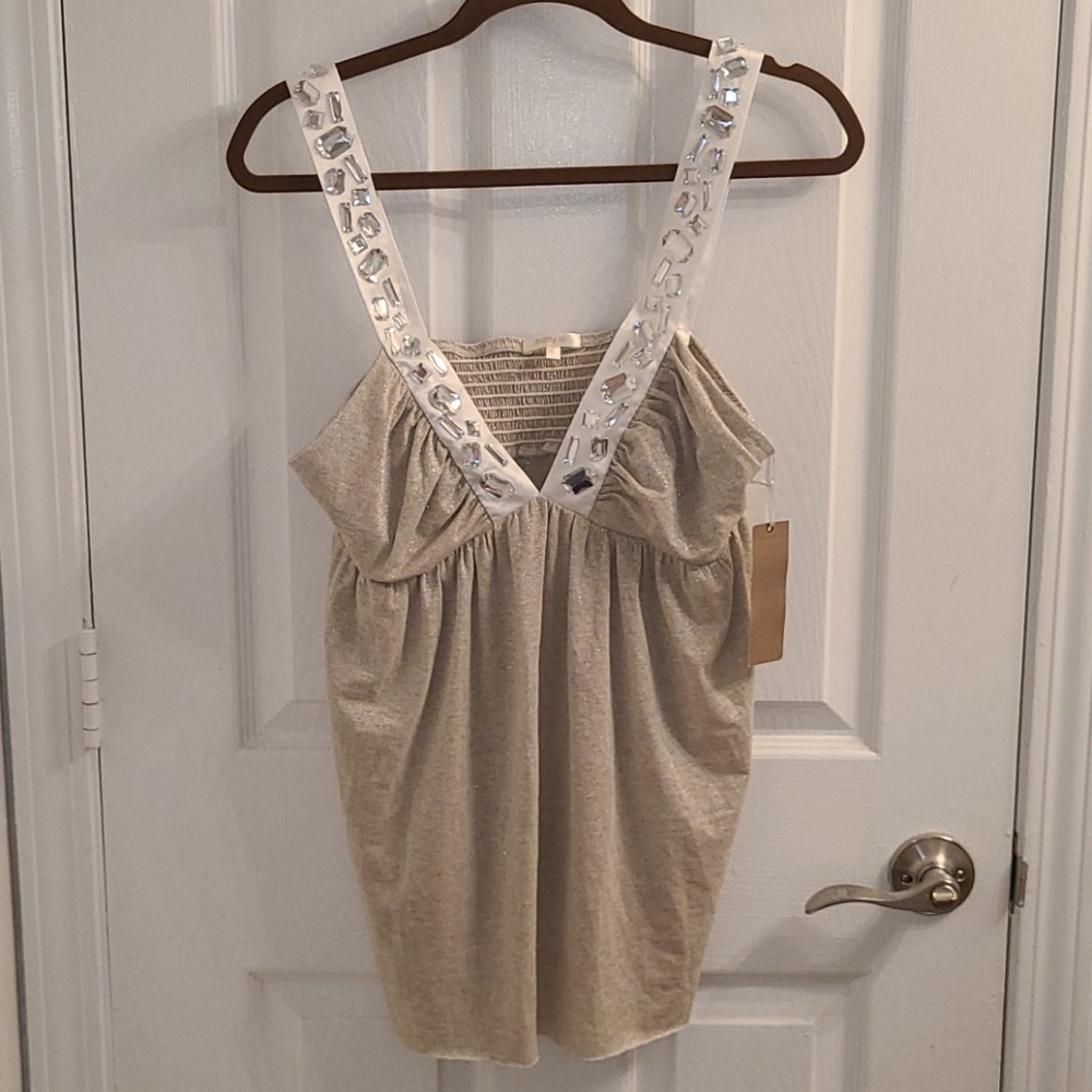 NWT Matty M  V Neck Women's Stoned Top